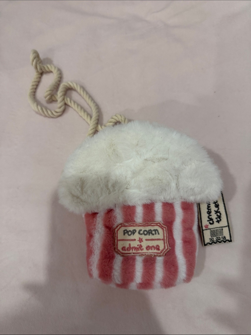 Zara kids Plush Popcorn Crossbody Bag in White and Pink